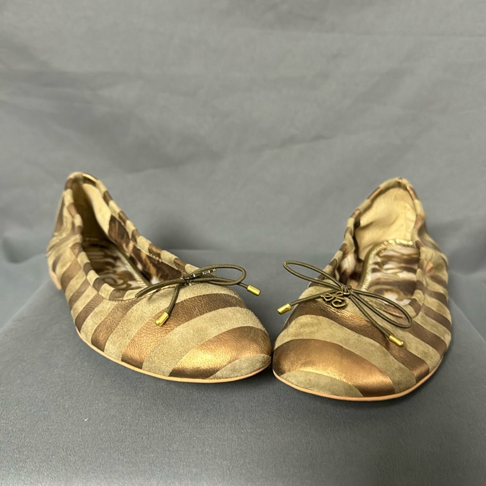 Sam Edelman Women's Felicia Classic Ballet Flat Stripe Metallic Size 9 Shoes